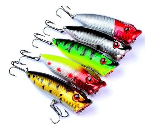 5 Piezas Popper 7.5cm Y 14g Lobina Pargo Robalo Pesca