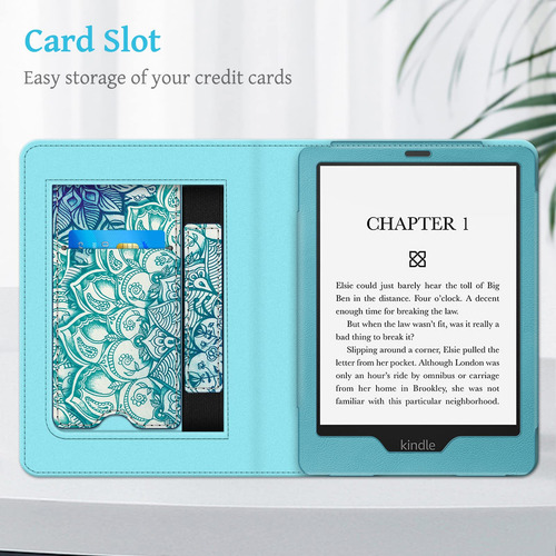 Funda Para Kindle Paperwhite De Cuero Pu, Diseño Mandala Azul