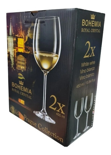 Copa Bohemia De Cristal Para Vino Agua 450ml X2 Uni