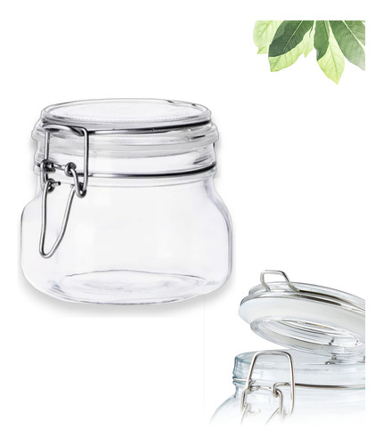 Frasco Recipiente Tapa Clip Tarro Hermetico De Vidrio 500ml Color Transparente