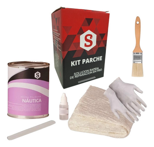 Kit Parche Fibra De Vidrio 250 Gr Resina Pincel Guante Cantidad De Granos 1