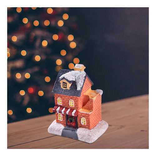 1 Navidad Nieve Pueblo Casa Escena Ornamento Luz Miniatura