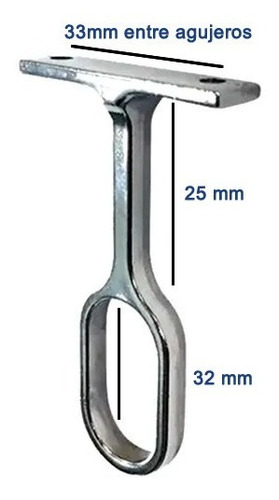 Imagen 2 de 3 de Soporte Caño Barral Oval Plateado P/ Techop/ Placard 2 Unid