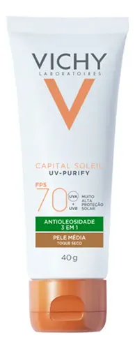 Protetor Solar Facial Antioleosidade e Purificante com Toque Seco FPS70 Cor Média Capital Soleil Vichy 40g