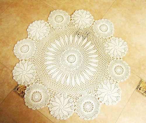 Mantel Redondo De Encaje De Algodón Blanco, 89 Cm