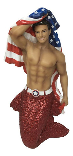 December Diamonds Patriot Merman Con Bandera Americana Adorn