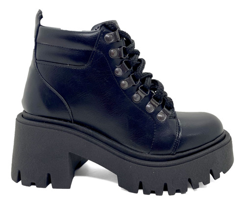 Bota Botineta Borcego Mujer Taco 8 Cm Plataforma Cordones