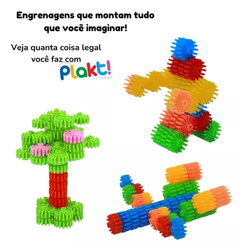 Jogo Plakt Engrenagens Coloridas 84 Peças De Montar Pakitoys - R$ 31,9