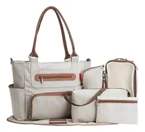 Comprar Bolso Pañalera Para Bebe Tamaño Grande Niño Y Niña Color Beige Diseño de la tela Impermeable