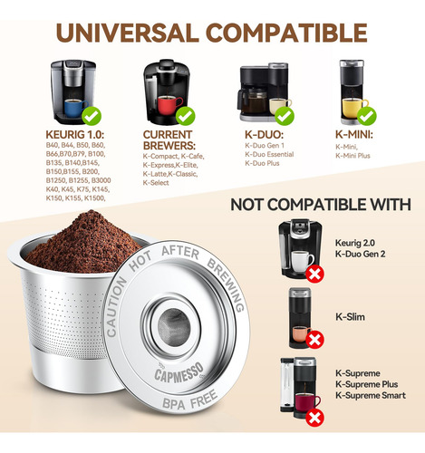 Reusable K Cups Coffee Pods Capmesso For Keurig 1.0 4 Pack