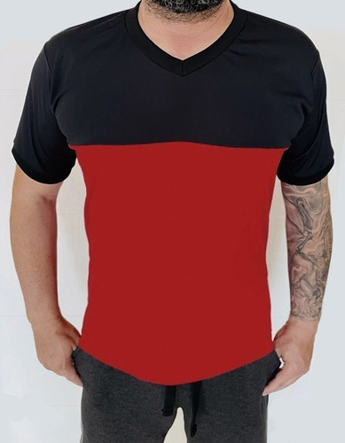 Imagem 1 de 2 de Camiseta Slim Dryfit Vermelho E Preto Allwinners