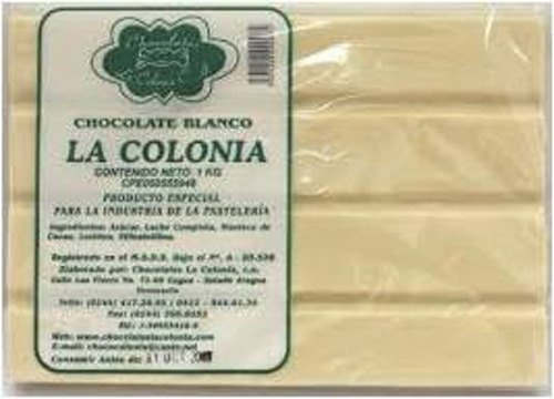 Imagen 2 de 2 de Chocolate La Colonia, Blanco, Con Leche, Oscuro Bitter 10kg