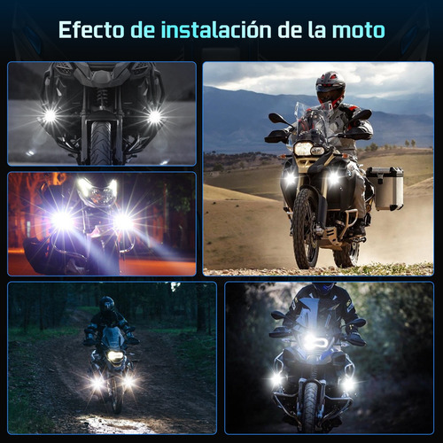 Par Faros Auxiliar De Lupa Led Luz 8 Modos Para Moto Carro