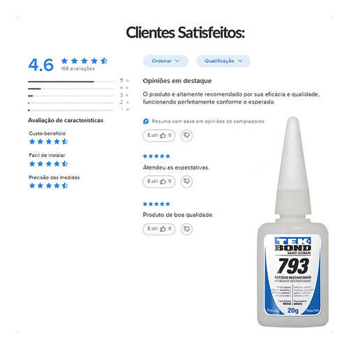 Kit 3 Cola Instantânea Tekbond 793 20g Transparente Reparos