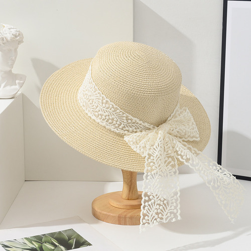 Sombrero De Paja Con Lazo Para Mujer Con Protección Solar Gr