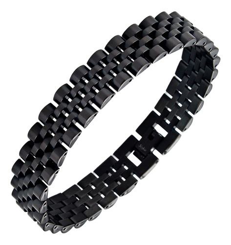 Soku Pulsera Brazalete Chapado Acero Inoxidable Premium Color Negro Largo 21 cm