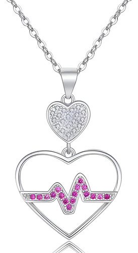  Collar De Plata 925 Corazón Regalo Elegante Mujer Dama