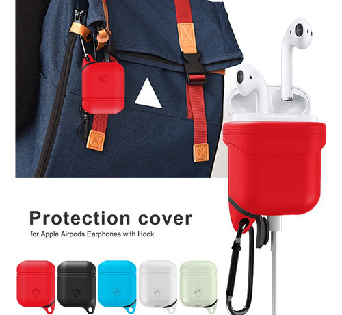 Funda Protectora De Silicona Suave, Impermeable, A Prueba De Golpes, Funda Protectora Para Auriculares AirPods Con Hebilla