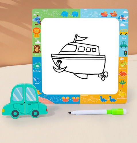 Juego Infantil De Encastre Didáctico 2 En 1 Puzzle + Pizarra