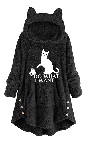 Imagen 1 de 6 de Sudadera De Mujer Con Bordado De Lana Oreja De Gato Talla Gr