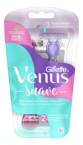 Máquina De Afeitar Gillette Venus Simply3 Suave Aloe X 2 U