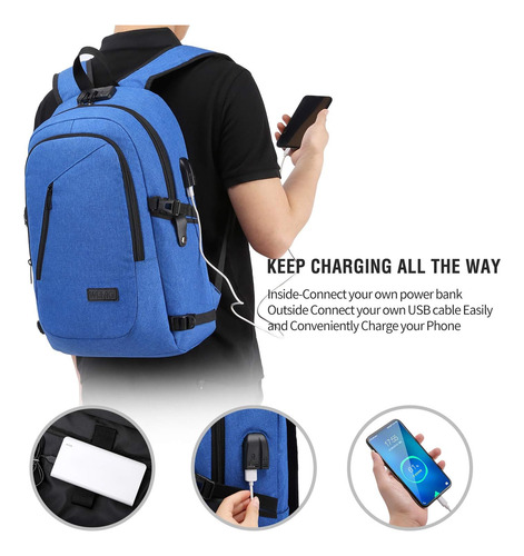 Mochila Estuche Porta Computadora 15,6 Pulgadas | Azul