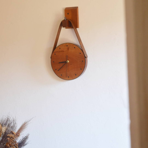 Reloj De Pared Madera Artesanal Grueso Colgante