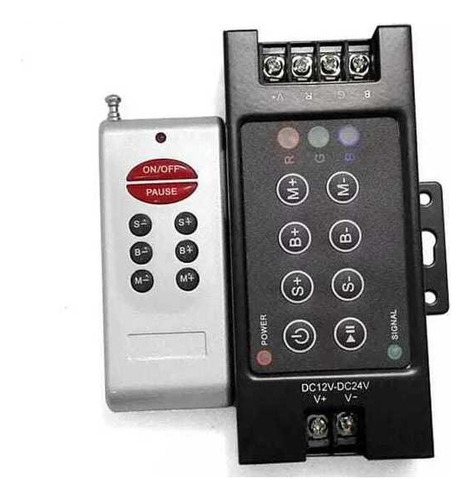 Dimmer Controlador 12v-24v Rgb + Control Rf 8 Botones 12a