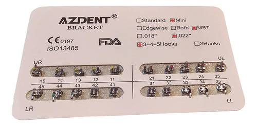 10 Kits Brackets Azdent Mini Roth O Mbt 3-4-5 Hooks