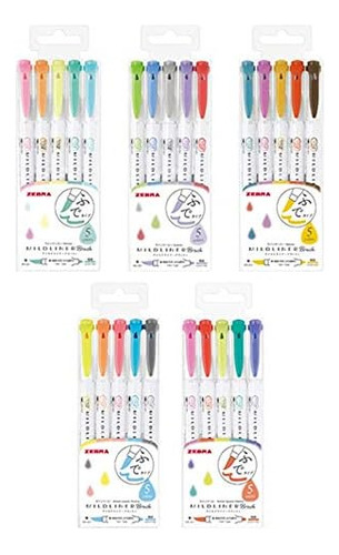 Zebra Highlighter Brush Pen, Juego De 25 Colores Pastel...