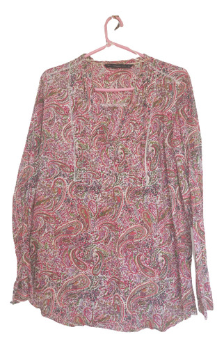 Blusa Zara Mujer Camisola Camisa Seda Top Rosa L Imp.india