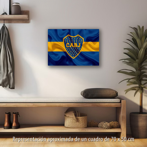 Cuadro Futbol Boca Juniors Vs Medidas Impreso Lienzo Canvas Escudo Boca Bandera 70x50