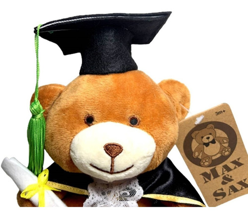 Imagem 2 de 4 de Boneco Pelúcia Pequeno Urso Ursinho Marrom Formatura Diploma