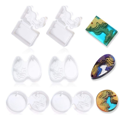 6pcs Colgante Moldes De Joyería De Resina Moldes Silicona