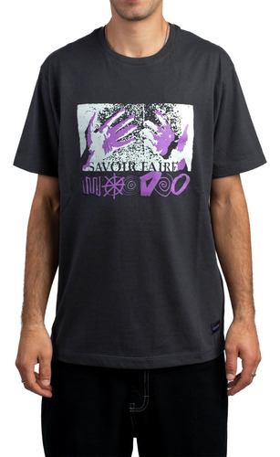 Imagen 1 de 2 de Remera De Hombre Woodoo X Savoir Flaire Hands - Negro