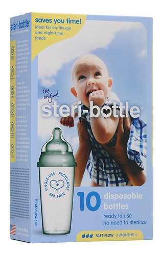 Steribottle Listo Para Usar Desechables Biberones, 10 Count