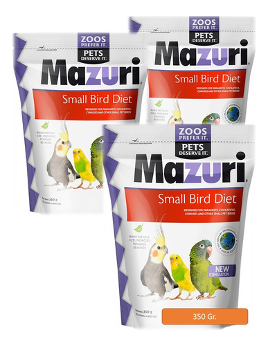 3 Alimento Mazuri Aves Pequeñas, Ninfas O Periquitos