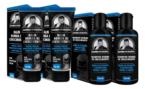 Kit Barba 2 Balms, 2 Shampoos Barba Robusta Cuidados