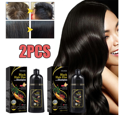 2 Shampoos Instantâneos Para Tingir Cabelo Preto, 100 Ml 1