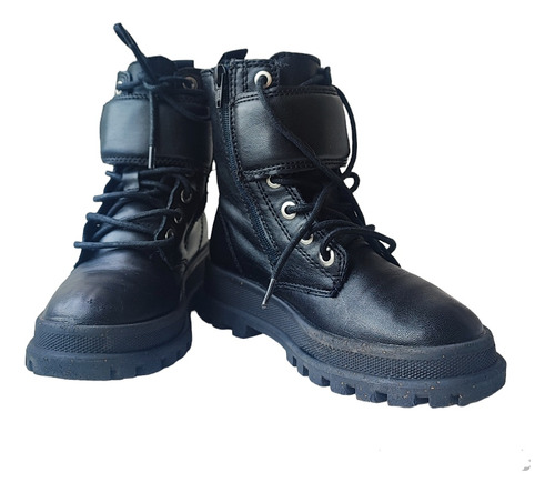 Bota De Couro Preto E Zipper. Como Novo E Sem Detalhes, T30 (Usado)