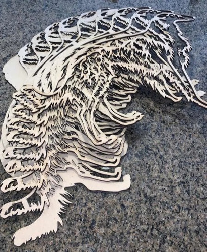 Vector 3d Borzoi Ruso Multicapa Corte Láser Cnc Ai Dxf W036