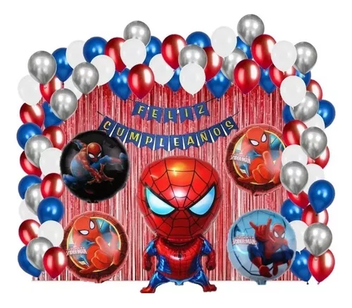 Kit De Decoracion Fiesta Cumpleaños Globos Spiderman 79 Pzs
