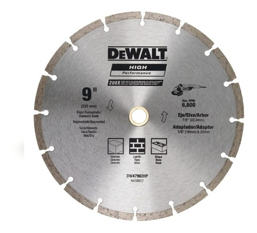 Disco Diamantado  9  Segmentado Dewalt  Dw47902hp
