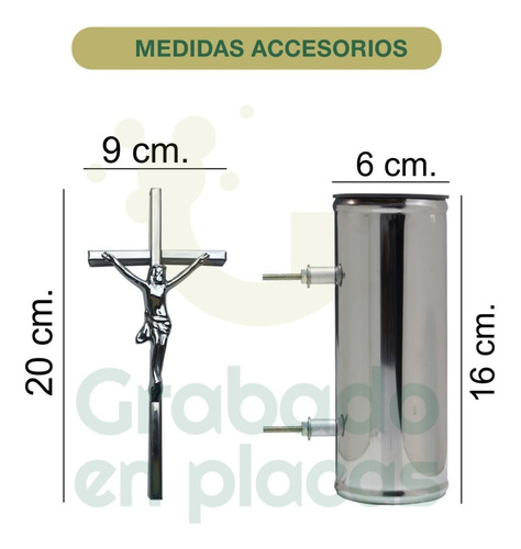 Imagen 6 de 9 de Placa + Foto + Florero + Cruz. Para Cementerio, Lapidas.