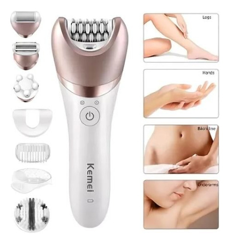 Depilador Feminino 5 Em 1 Kemei 8001 Eletrica Multifunção Branco