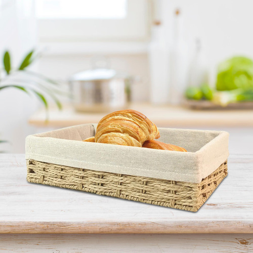 Cesta De Almacenamiento Tejida A Mano, Beige Amarillo S