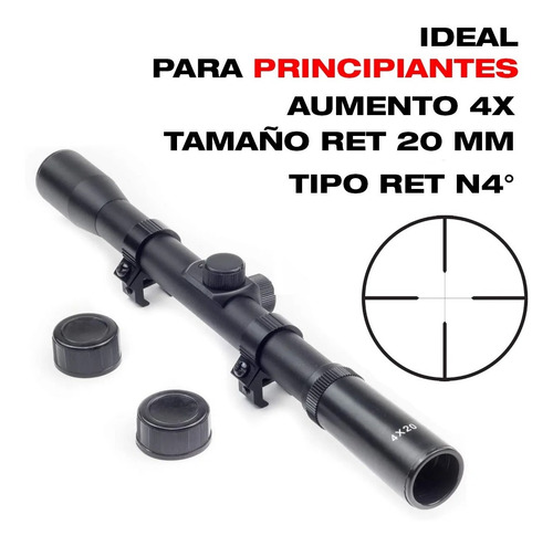 Imagen 2 de 10 de Mira Telescopica 4x20 Rifle Aire Comprimido 5.5 + Montajes