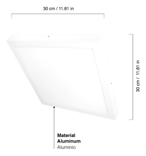 Panel Plafon Led Aplicar Cuadrado 24w Blanco Frio 30x30cm Demasled