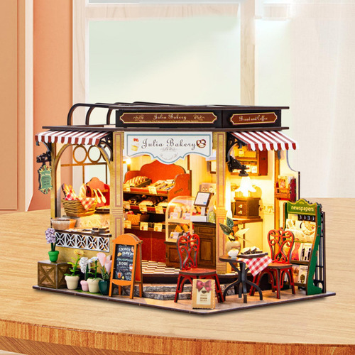 Casas De Muñecas Diy Con Muebles Panadería Diorama Adornos