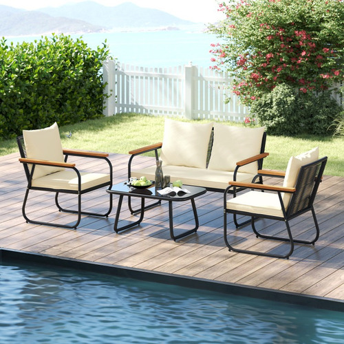 Sillas Para Jardin Con Mesa Y Reposa Brazos Amarillo Gpl